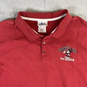 Vintage Disneyland Resort Rugby Polo Shirt Mens XL Red Mickey Mouse 55 Patch 90s